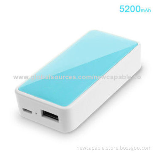 Colorful Designed Power Bank, 5,200mAh Capacity, 5V DC/0.8A Input